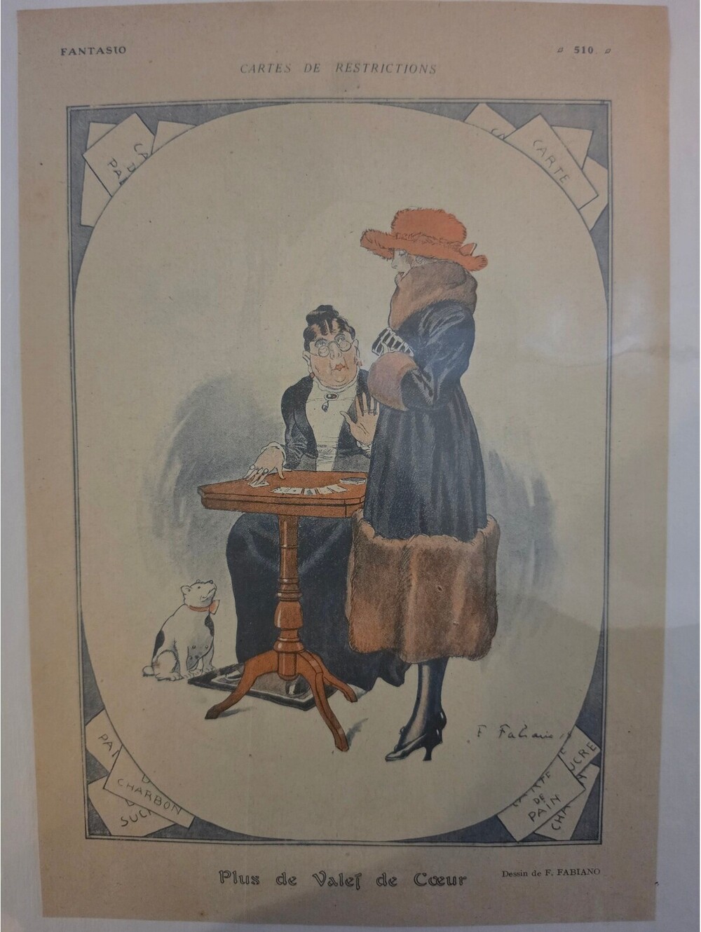 Antique 1910s Fabien Fabiano Print Fantasio French Satire Fortune Teller